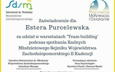 Estera Purcelewska zaświadczenie